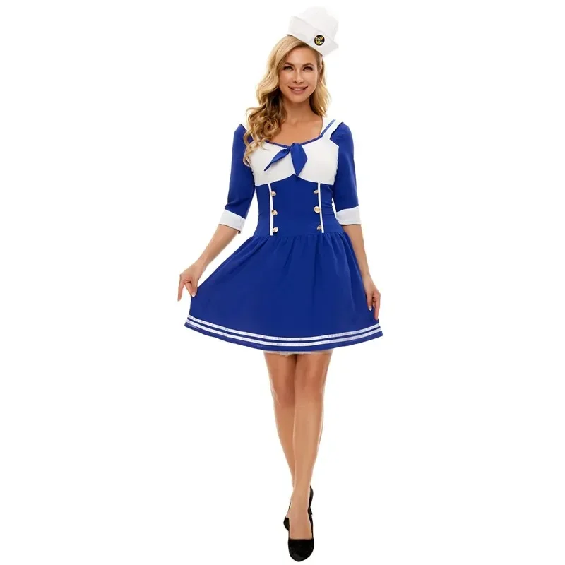

Halloween Sexy Blue Nautical Navy Sailor Nightclub Party Dress