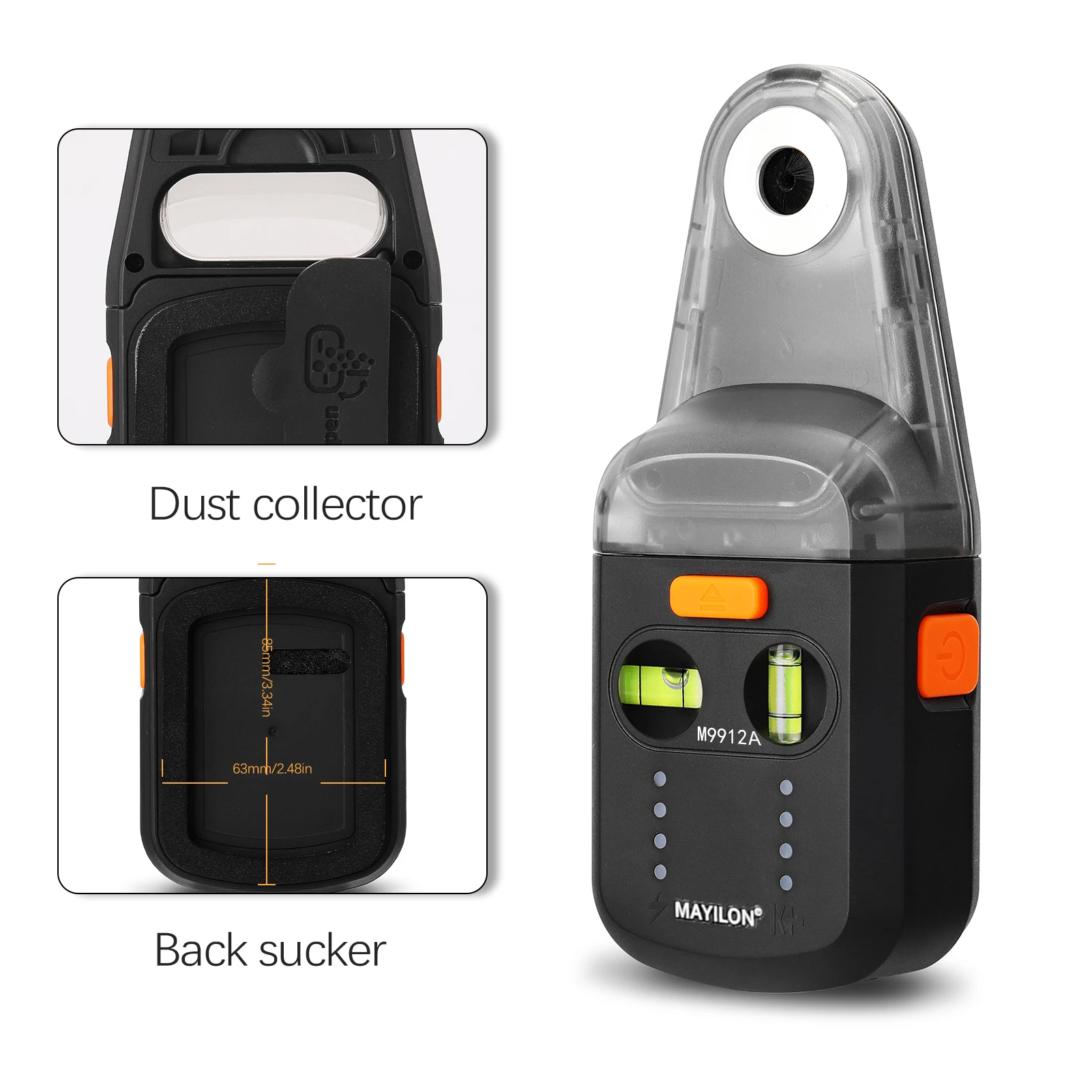 MAYILON Electric Drilling Dust Collector Laser Level 2 In 1 Household Wall Electric Suction Vacuum Drilling Dust Collector Tools