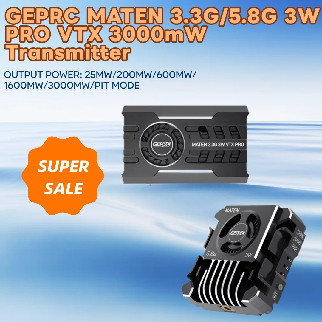 GEPRC MATEN 3.3G 5.8G 3W PRO VTX 3000mW Transmitter Transmitting Module 3-8S Built in Microphone for FPV Long Range Racing Drone