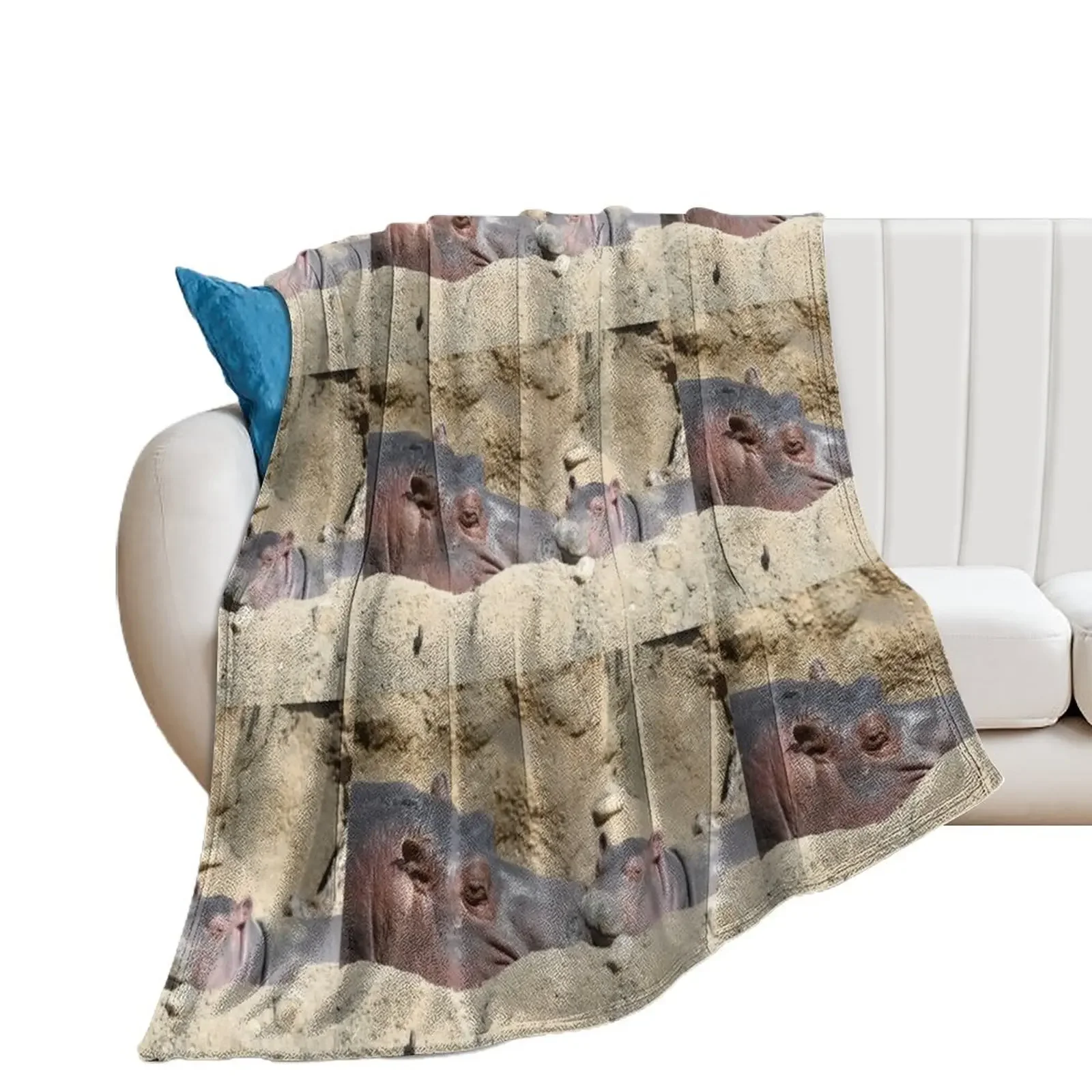 Hippos Bibi and Baby Fritz at the Cincinnati Zoo Throw Blanket Giant Sofa Furrys Picnic Blankets