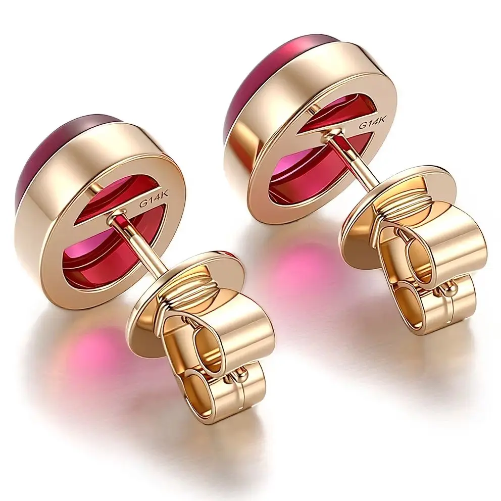 MUSHAN Custom Jewelry 10k 14k 18k Gold Stud Earrings Luxury Lab Grown Ruby Women Wedding Anniversary Earrings Stud Ear Pin Jewel view 3