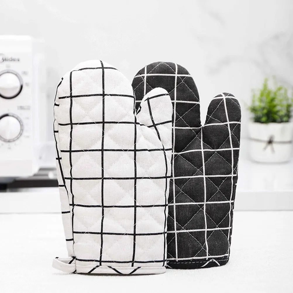 

2Pcs Heat Resistant Oven Mitts Cotton Linen Gloves Pot Holder Hand Protector Kitchen Accessories for Home Cooking