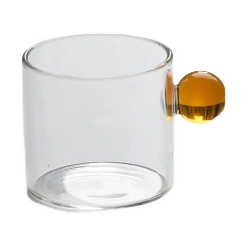 100ml Espresso Cups Small Cups Home Glass Ball Handle Coffee Cup Tea Water Cup Saucer Steak Juice Bucket Table Decor