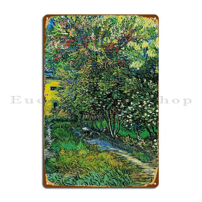 Vincent Van Gogh The Garden Of The Asylum At Saint Remy Saint Metal Sign Garage Wall Decor Designs Vintage Club Bar