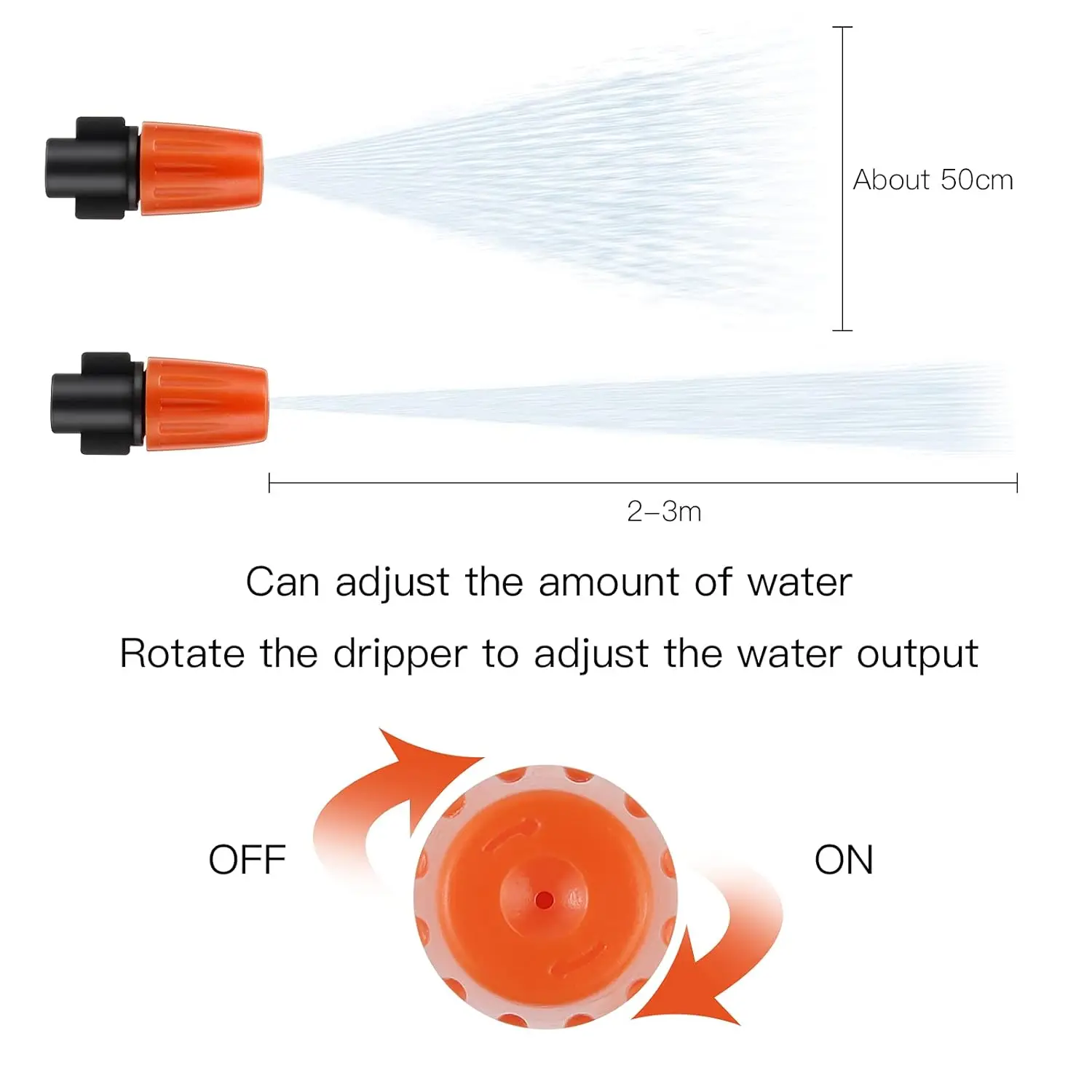Garden Irrigation Spray Emitter, Adjustable 360 Degree Flow Micro Spray Nozzle with 1/4