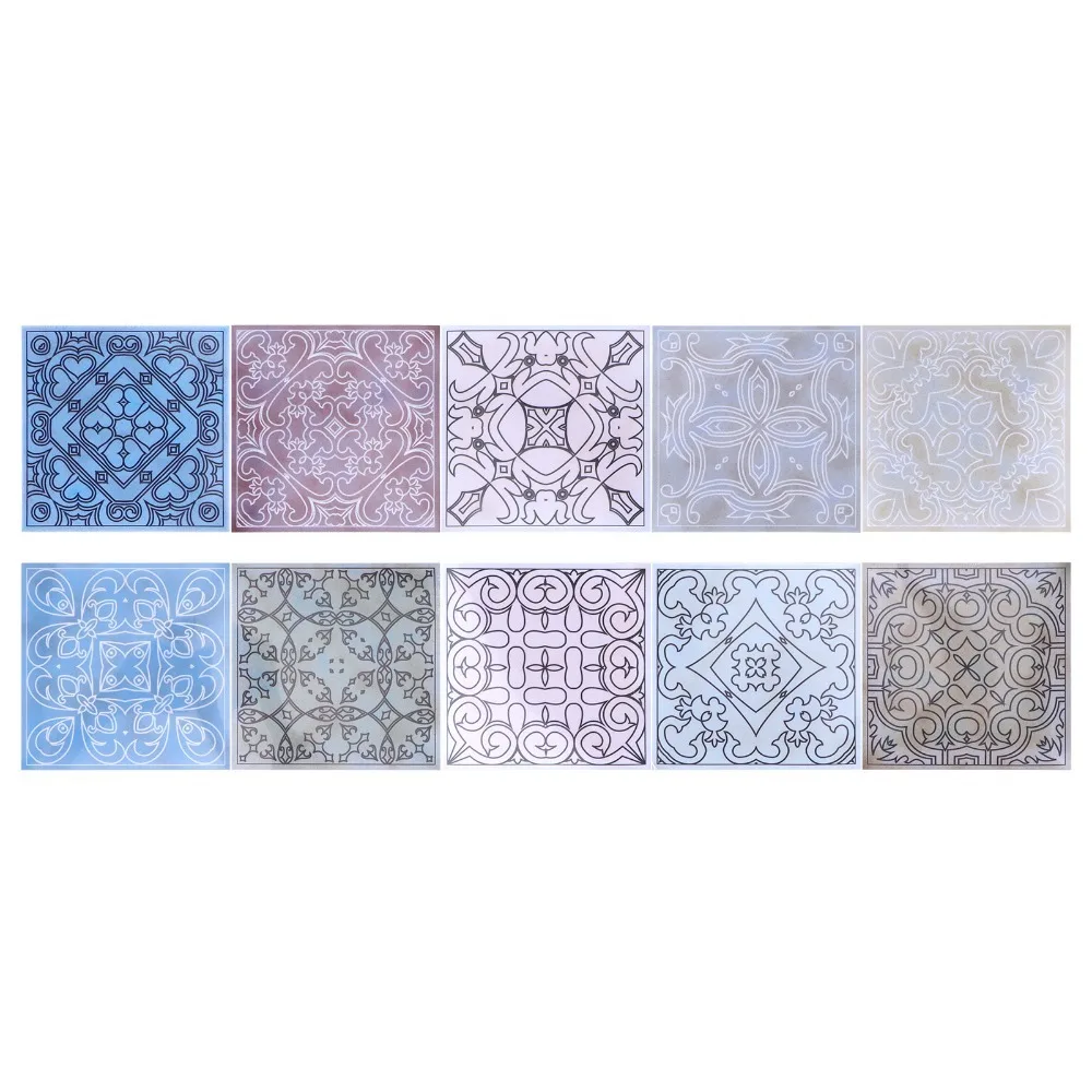 15x15cm Ceramic Tile Stickers Oil Proof Thick PVC Peel and Stick Tile Waterproof Mirror Finish Wall Art Stickers