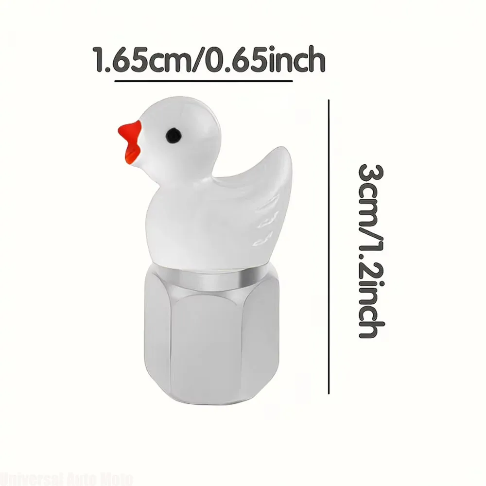 4Pcs Cute Duck Glow in The Dark Tire Valve Caps Auto Tire Valve Stem Caps Valve Covers for Cars Motorcycles and Bicycles view 6