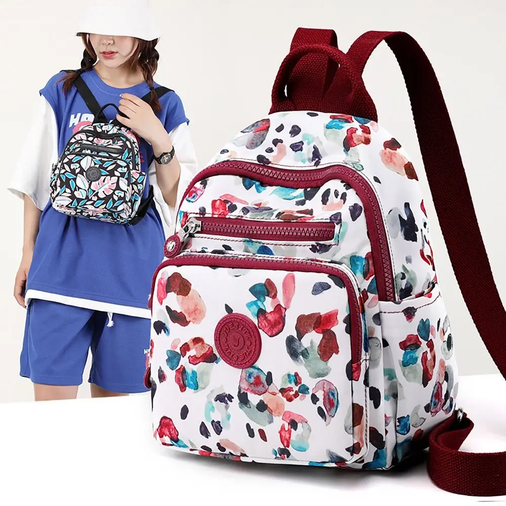 Nylon Backpack Convenient Printing Waterproof School Bags Large Capacity Student Bag Women Men