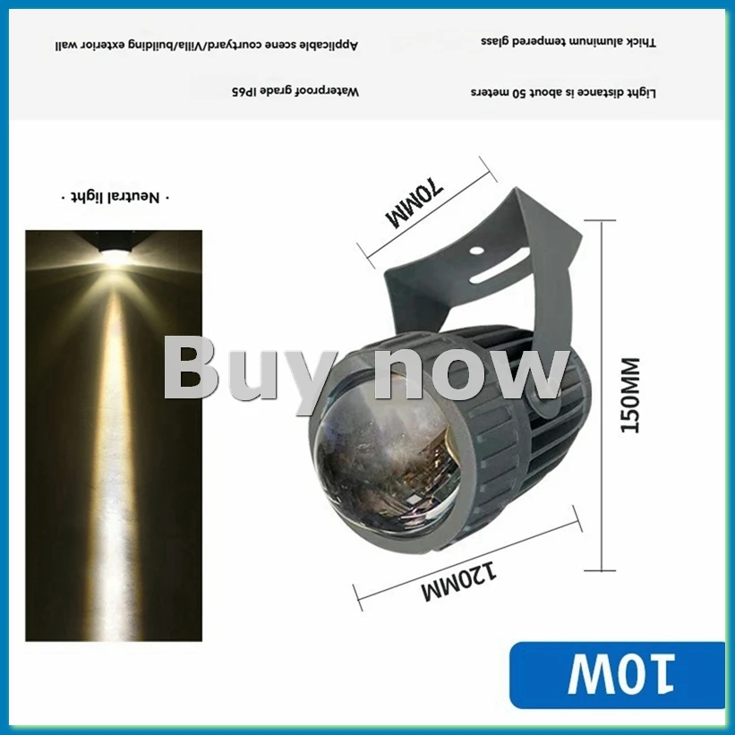 Outdoor LED Garden Wall Spotlights 10W Landscape Lighting AC220V IP65 Waterproof One Beam Spotlight Warm White-ABHG