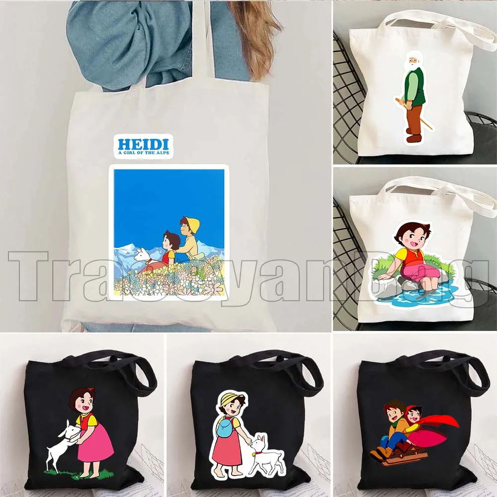 Cute Heidi Fan Gifts Anime Cartoon Girl Retro Film Movie Let's back to nature Canvas Shoulder Tote Bag Shopper Cotton Handbag