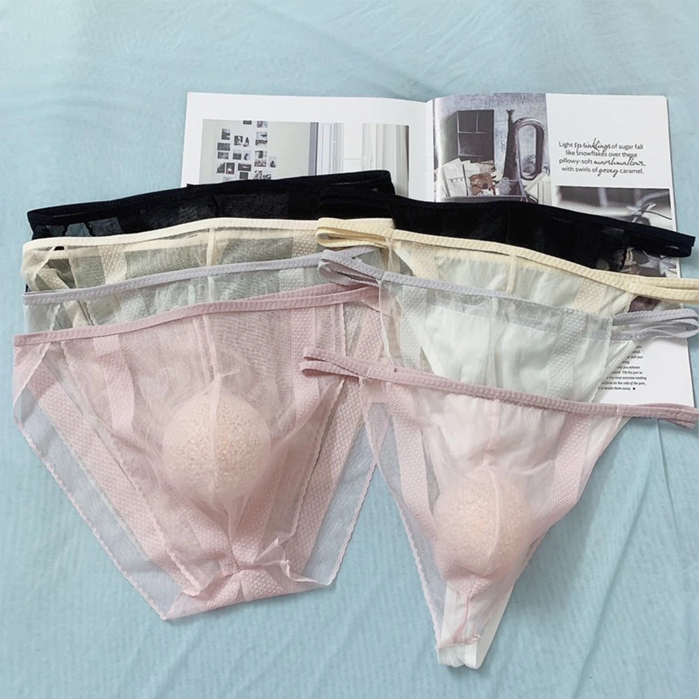 Men Sexy See Through Briefs Sheer Mesh Pouch Mens Sexy Underwear Stretch Panties Breathable See Through Erotic Hombre Soft Thong