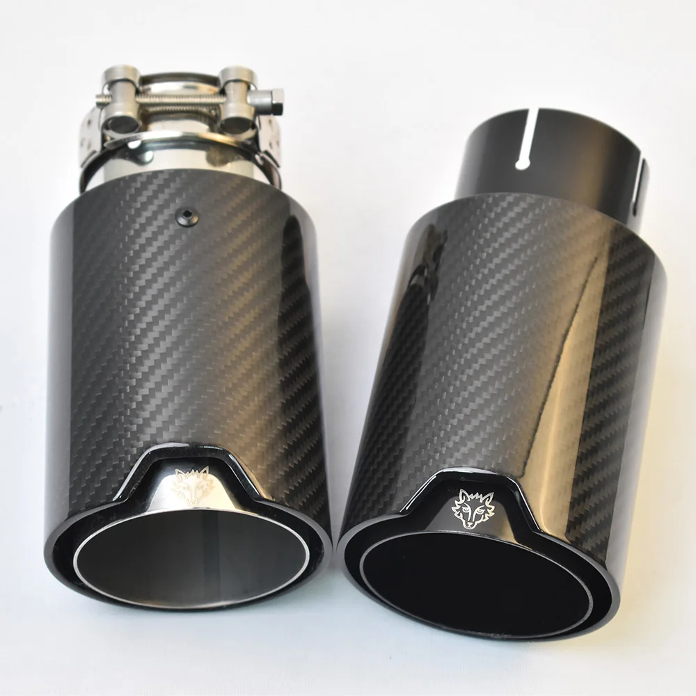 1Piece 93mm Outlet Car Universal M Performance Glossy Black Exhaust Pipe  Carbon Fiber Muffler Tip  For E63