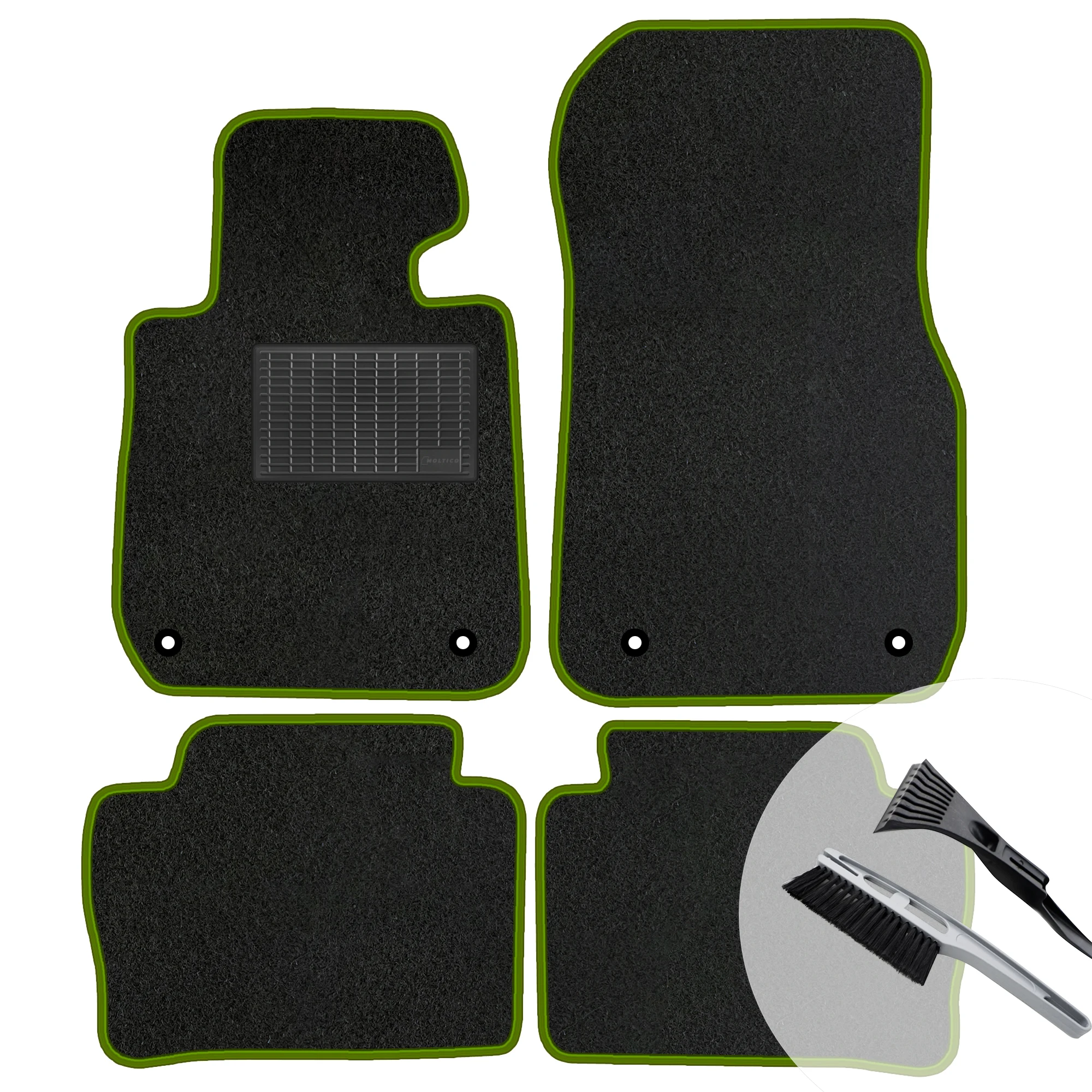 Autovloermatten, velours, set met randafwerking, groen, voor de Mini Countryman.