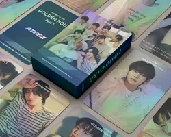 55PCS Kpop ATEEZ Laser Card Album GOLDEN HOUR Part 1 Lomo Card Photo Card Fans Gift Collectible Cards