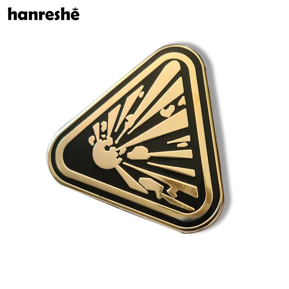 Hanreshe-Pin esmaltado con símbolo de peligro, joyería de laboratorio de química científica, broche de solapa, insignia, regalos para científicos químicos