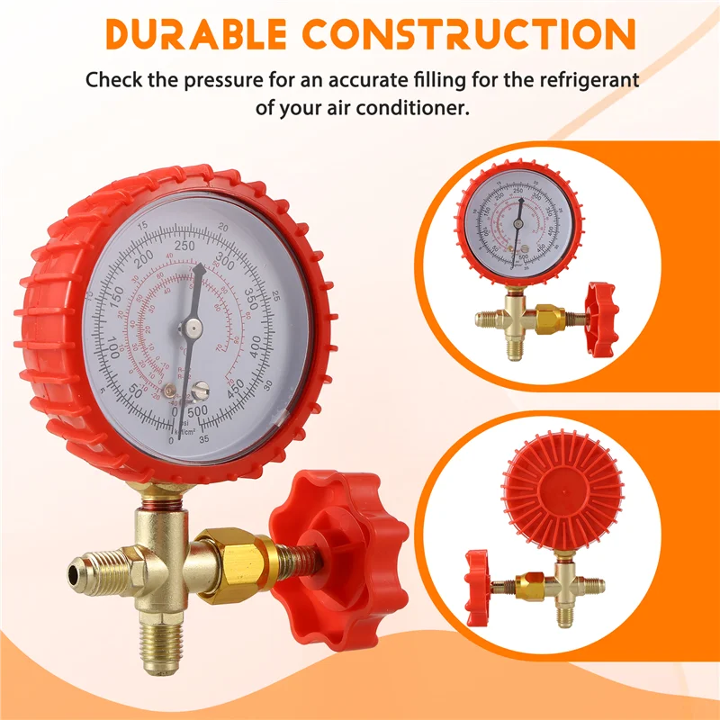 Pengukur Tekanan Refrigeran AC Pengukur Tekanan Isi Ulang Katup Manometer Pengukur Manifold untuk R12 R502 R22 R410 R134A-