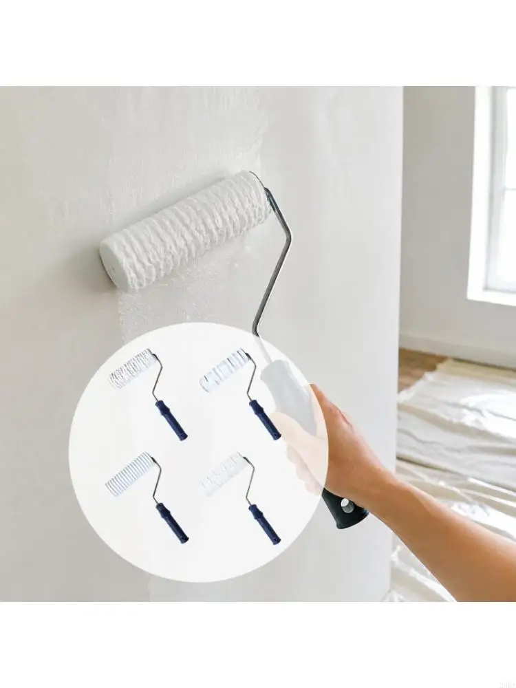  Decorative Wall Texture Roller with Curved Frame and Raised Rubber Relief for Applying Art Paint Finishes to Walls