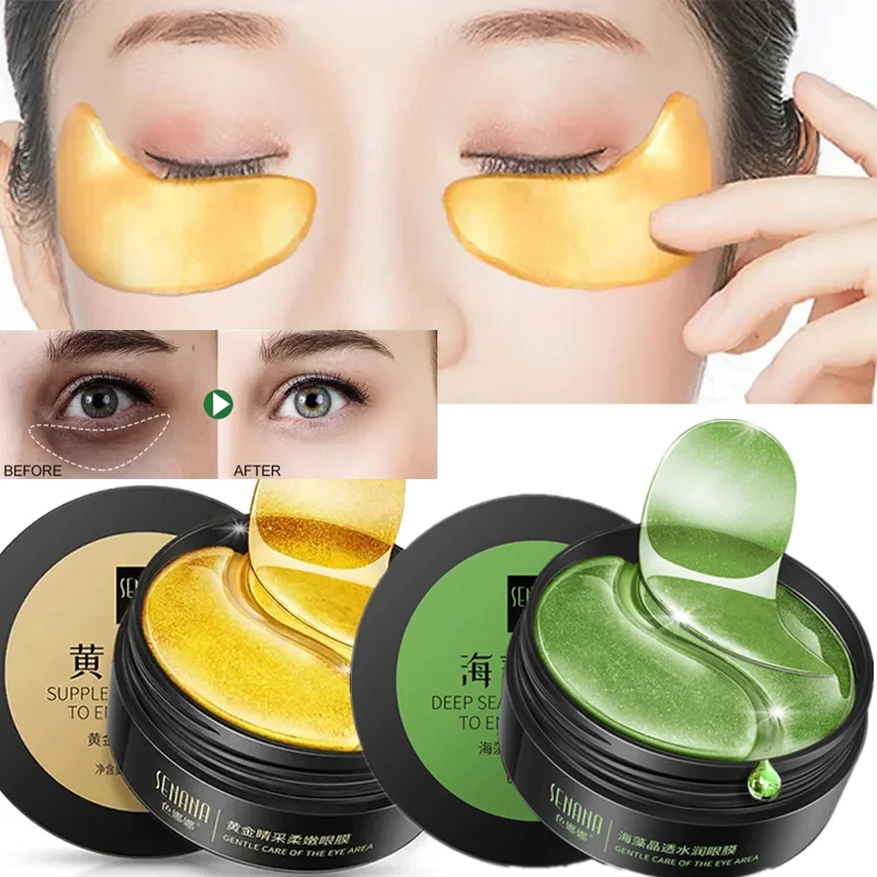 

New 60pcs Eye Mask Gold Moisturizing Seaweed Eye Patche Crystal Collagen Anti-Wrinkle Anti Aging Remove Dark Circles Eyes Care