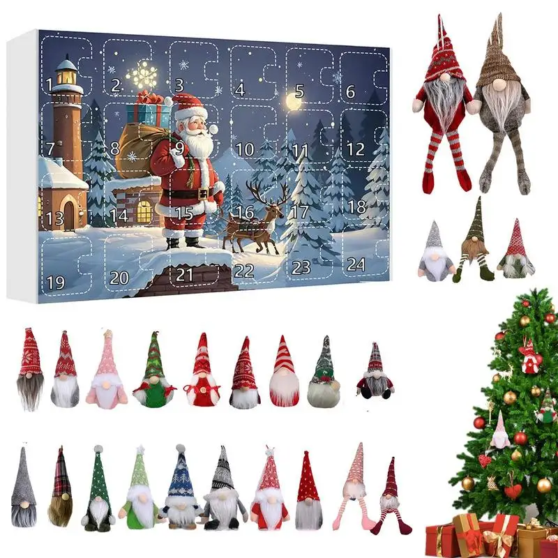 

Gnome Holidays Advent Calendar Scandinavian Tomte Countdown Calendar Gnomes Plushie 24X Swedish Gnomes Plush Decorations For