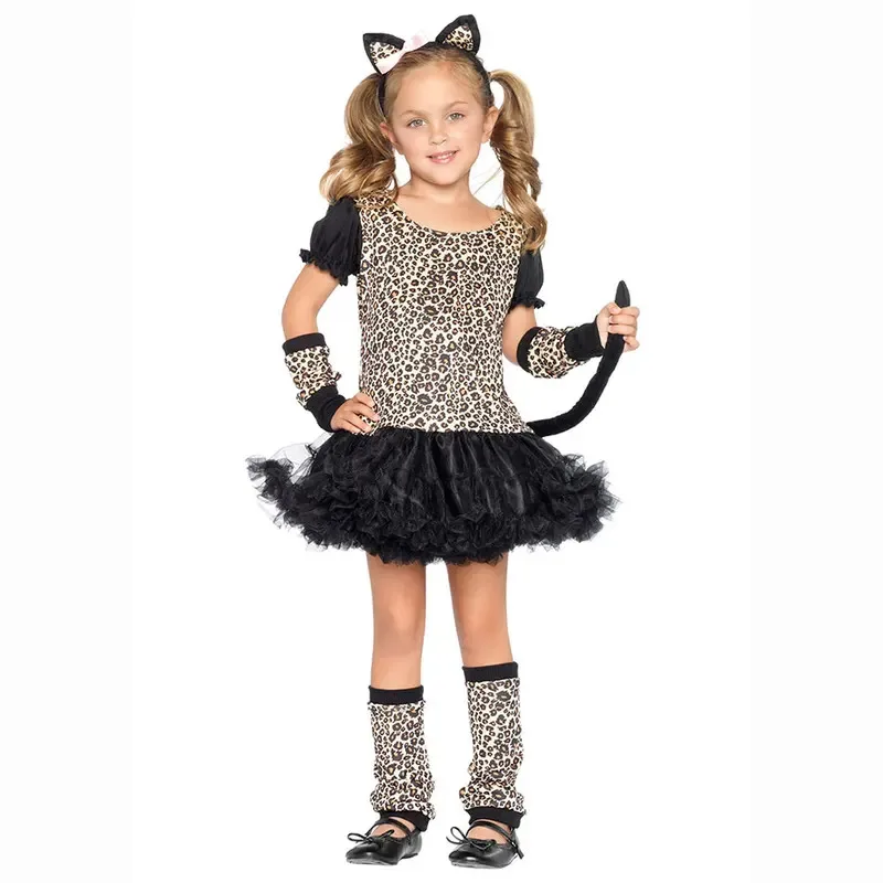

Child Kids Animal Wild Little Leopard Girl Costume Tutu Dress Fantasia Christmas Halloween Purim Carnival Party Fancy Dresses