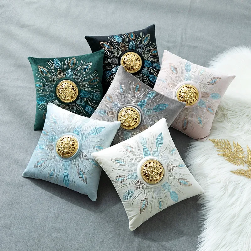 30x30cm Luxury Ceramic Incense Burner Pillow Square Color Rhinestones Flower Pattern Decorative Cushion Home Decor