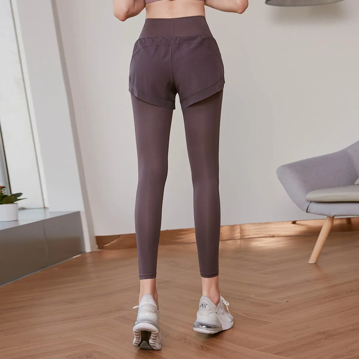 Calzamaglia da allenamento per Fitness da donna Vansydical 2 in 1 pantaloni da Yoga a rete Femme Leggings da corsa a vita alta