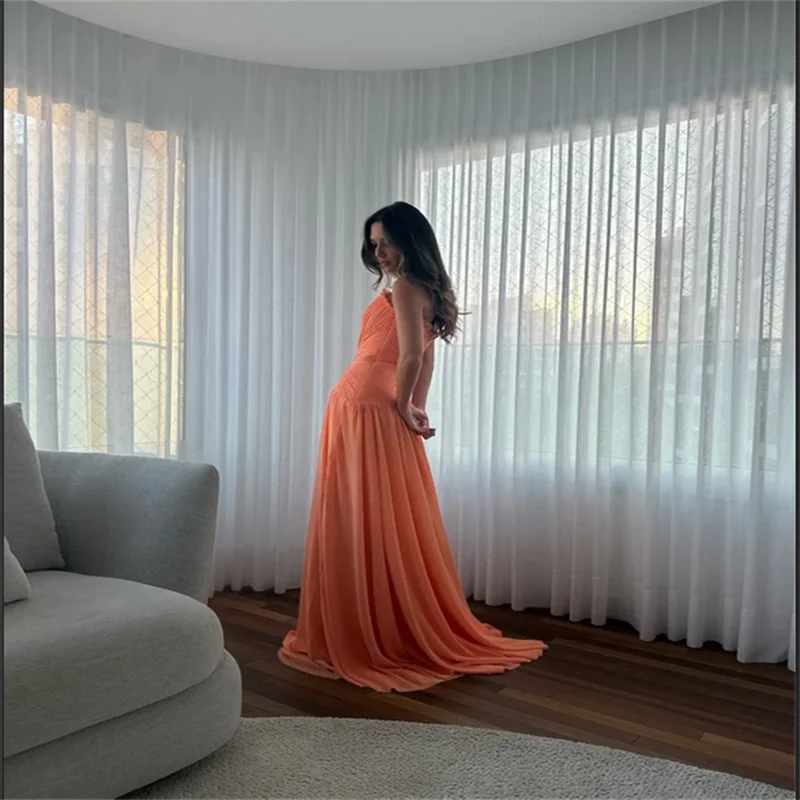 Vestidos largos de gasa rosa para mujer, lujosos, de noche, sin tirantes, plisados, elegantes, para fiesta de graduación y cumpleaños, personalizados, 2025