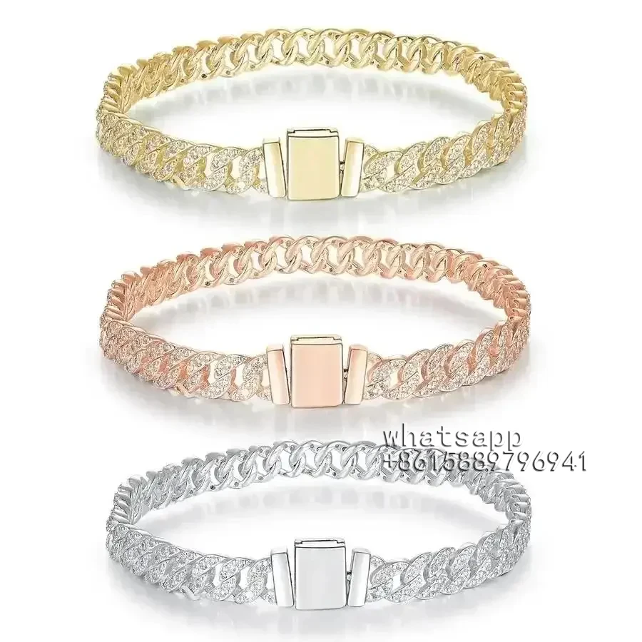 

2025 925 Silver Plating Rose Gold Plated Timeless Cuban Chain Bracelet Suitable Fit Pandor@ Jewelry Charm Women Exquisite Gift