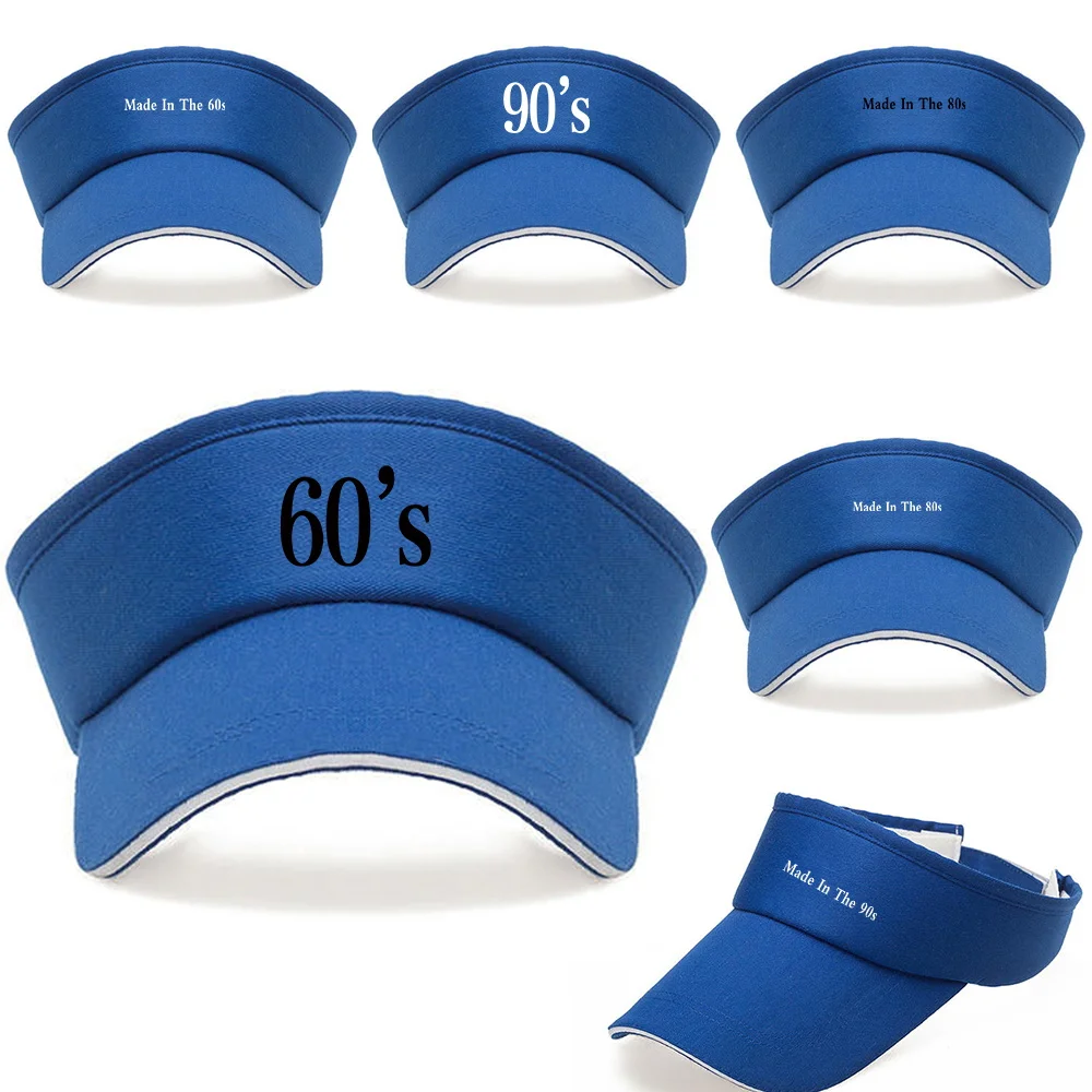 Unisex Lightweight Sun Visor Years Print Adjustable Sports Hat for Golf Tennis Jogging Beach Use Fashion Baseball Caps