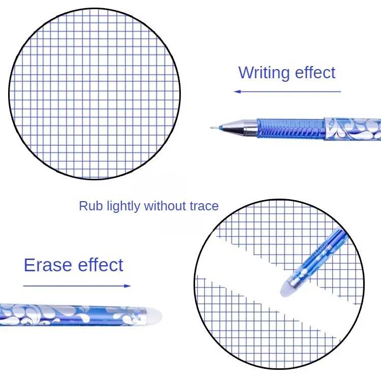 Kawaii消去可能ジェルペン、0.5mm、黒、青、赤インク、ボールペン、かわいいペン、学校、事務用品、文房具、10個セット
