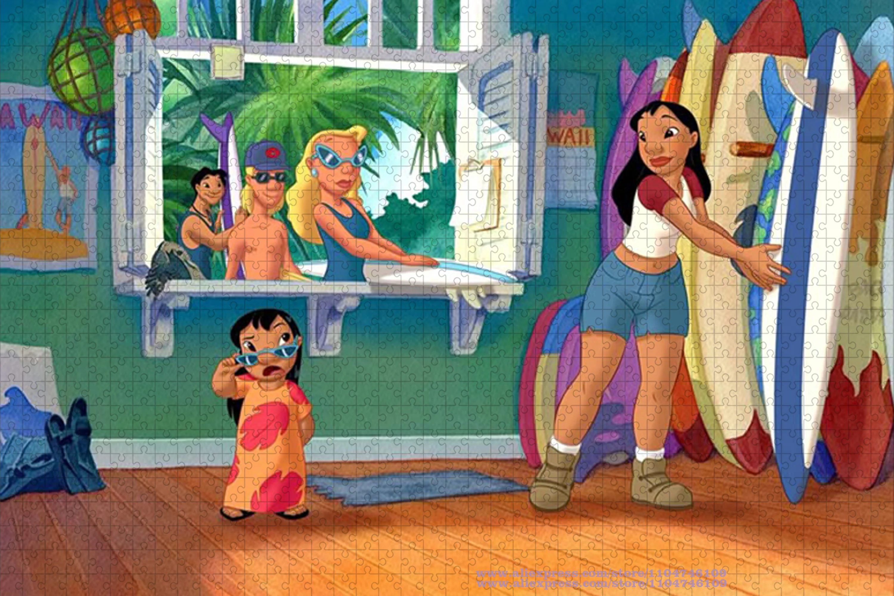 108/200/300/500/1000/1500 pezzi Disney Anime Lilo & Stitch Puzzle Jigsaw Cartoon Anime Personaggi Intelligenza Puzzle per bambini