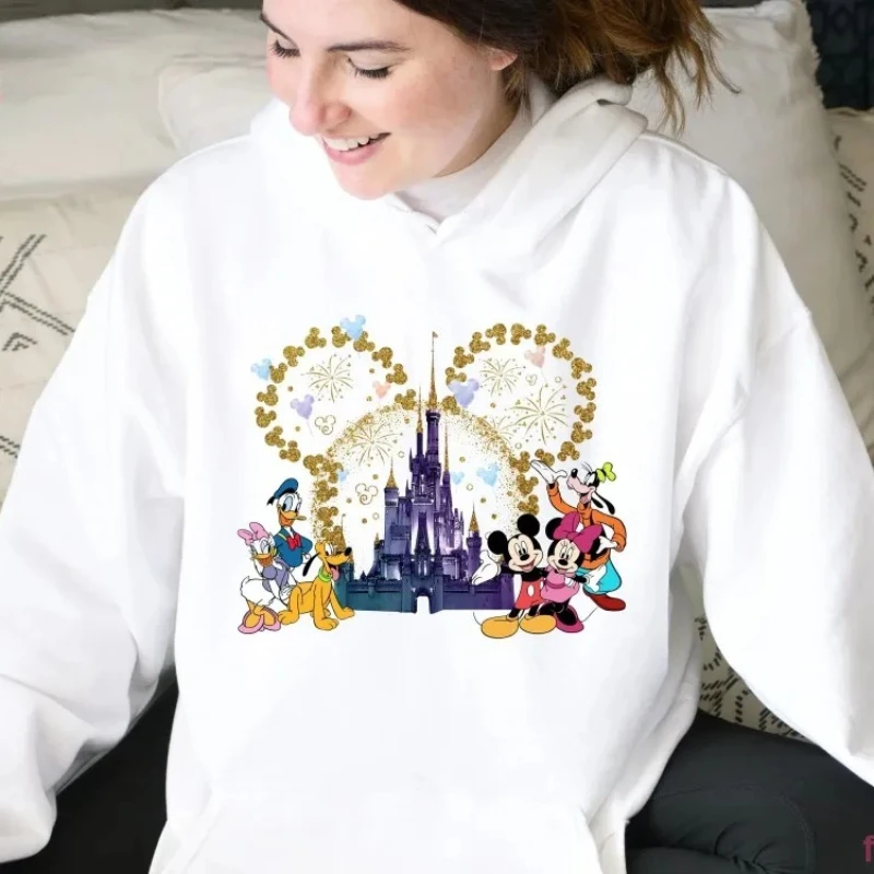 

Disney Anniversary Castle Hoodie Watercolor Magic Kingdom Print Hoodie Disney Family Travel Jumper Plus Size Loose Castle Gift