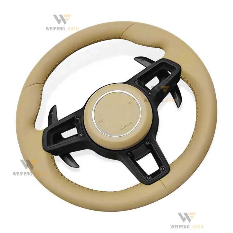 718 Leather Steering Wheel Fit for Cayenne Cayman Boxster 2010-2018 M Sports Full Leather Steering Wheel