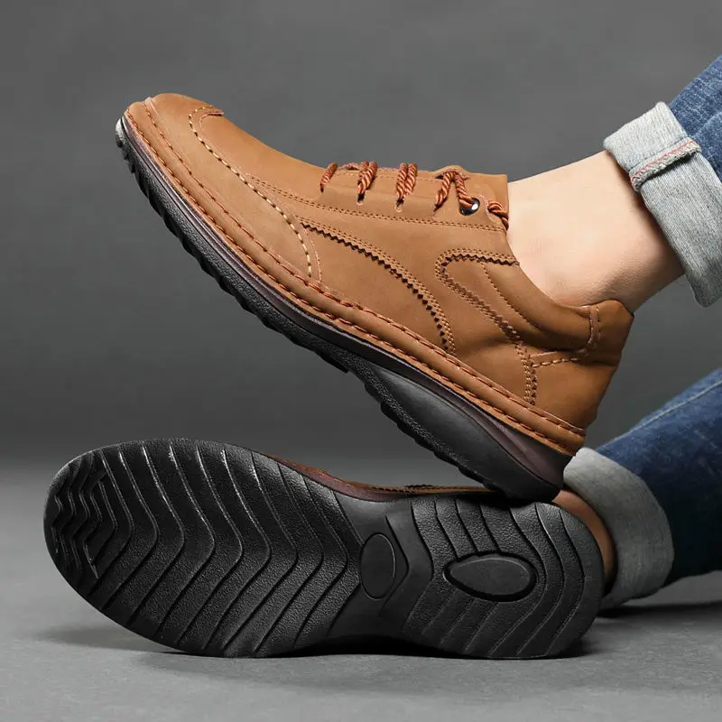 

Luxury Brand Mens Casual Shoes Leather Men Business Flat Top Quality Male Oxford Shoes Handmade Breathable Walking Shoes
