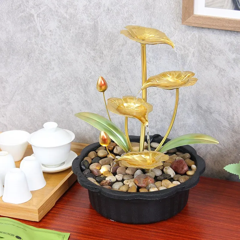 

Creative Home Decor Lucky Water Feature Metal Craft Handmade New Chinese Style Decoration for Living Room USB Powered