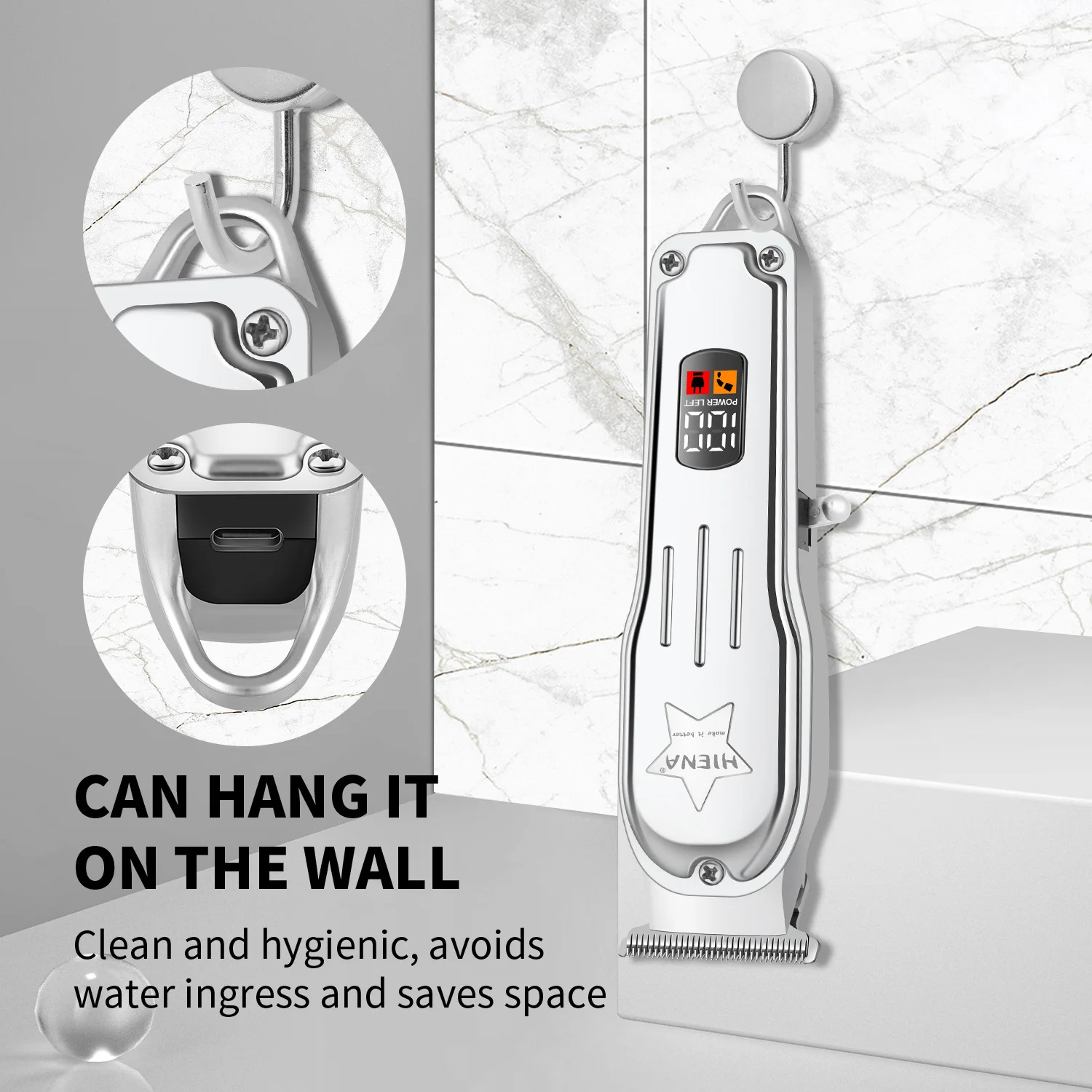 جديد مقص الشعر الكهربائية الإبداعية ستار نمط الشعر أداة تهذيب اللحية ذكي LED عرض المهنية آلة قطع الشعر