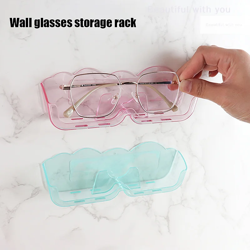 PS Glasses Display Cabinet Storage Box Wall Mounted Perforated Free Sunglasses Storage Rack Organizer Home Tidying Holder