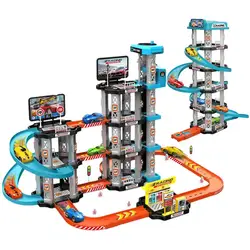 Children Racing rail car Assembly Vehicle Toy Track Ramp Game winding road and ejection sports car Preschool Car Race Track Toys