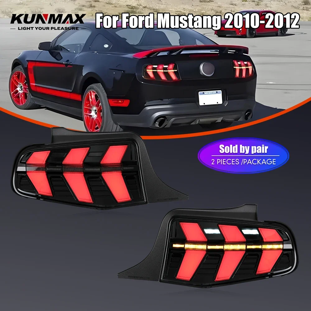 Pair Of LED Tail Lights For Ford Mustang 2010-2012 DRL Reverse Brake Turning Signal Plug And Play Car Rear Tail Light Assembly
