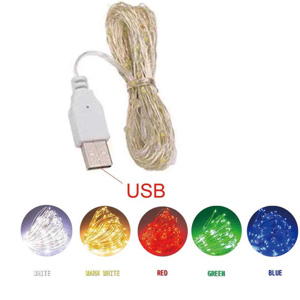 USB Led Copper Wire Fairy Lights 1/2/3M Waterproof Garland  Holiday Lighting Room String Lights Wedding Christmas Party Decor