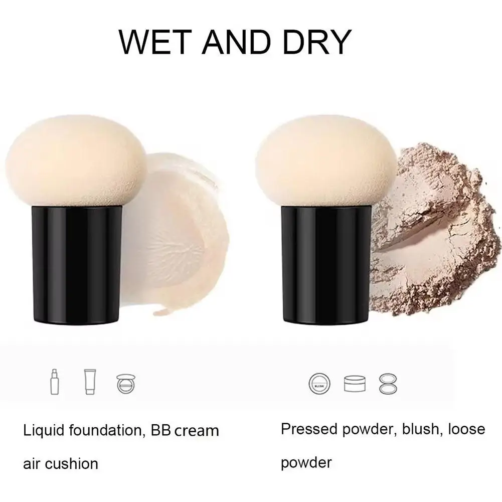Cosmetic Puff Powder Brush Round Head Mushroom Shape Handle Makeup Foundation Sponge Concealer Smooth Dry & Wet Beauty Tool