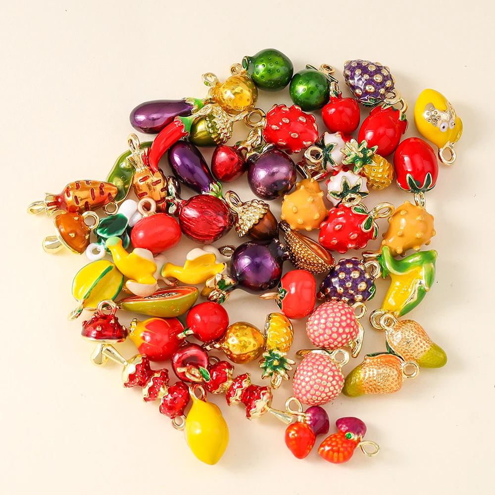 5pcs Cute Fruit Charms for DIY Jewelry Making