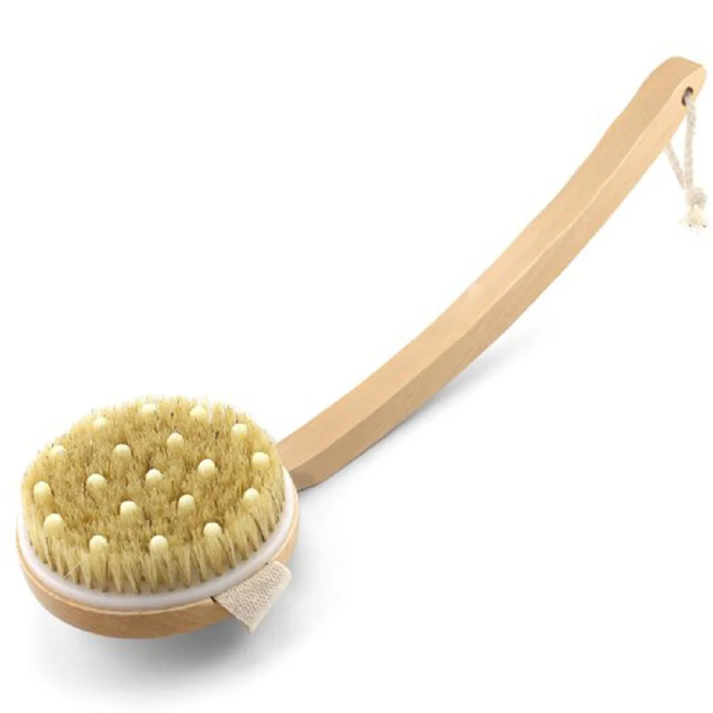 

Detachable Bath Shower Bristle Brush Massage Body Brush with Bent Wooden Handle Wooden bath brush Shower brush