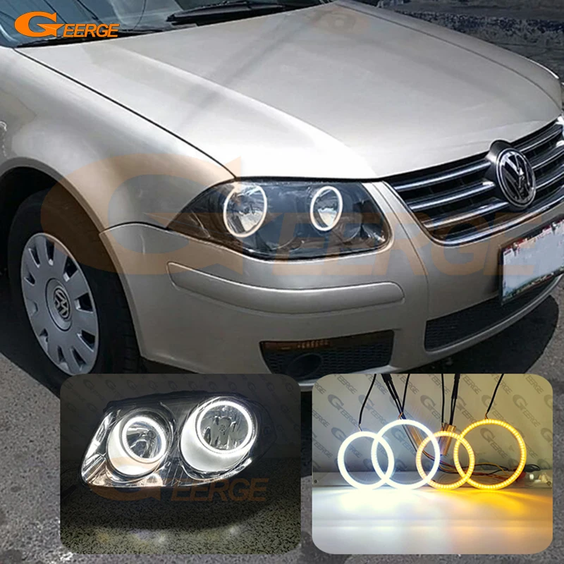 

Для Volkswagen VW Jetta City Clasico Bora Отличные ультра яркие A/W Switchback DRL указатель поворота SMD светодиодные кольца ангельских глаз Halo