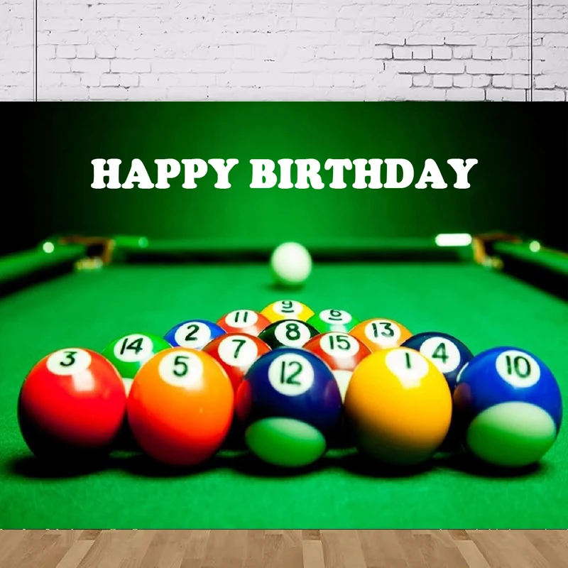 Birthday Party Photography Backdrop Billiard Pool Balls Background Snooker Contest Beginning Entertainment Game Theme Party