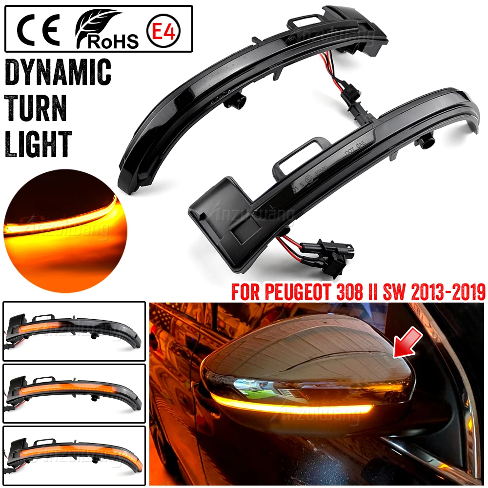 2 uds intermitente dinámico señal de giro LED para Peugeot 308 T9 308 II SW 2013 2014 2015 2016 2017 2018 2019 luz de flecha