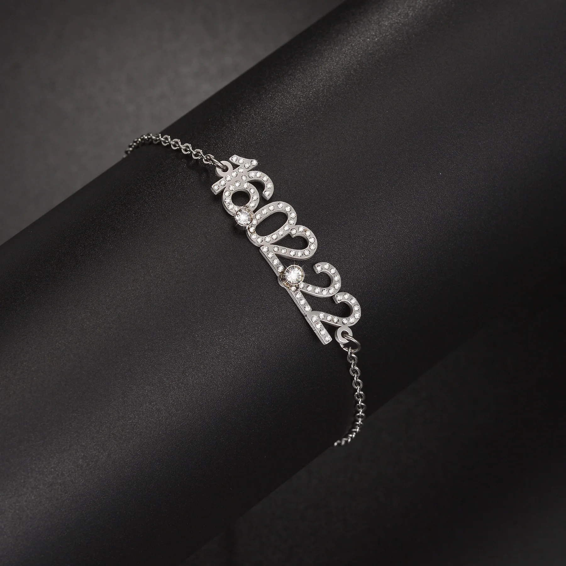 Acheerup Personalized Birthday Date Zircon Bracelet Stainless Steel Custom Letter Birthstone Chain Women Mom Jewelry Men Gift