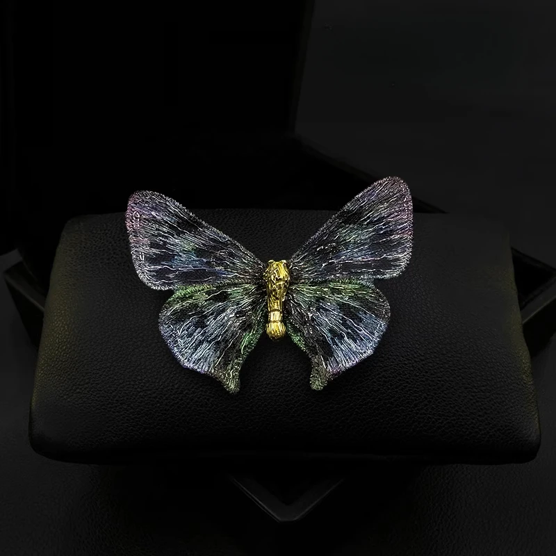 

Original Handmade Copper Silk Embroidery Butterfly Brooch High-End Fashion Retro Insect Pins Clothing Accessories Jewelry 2062