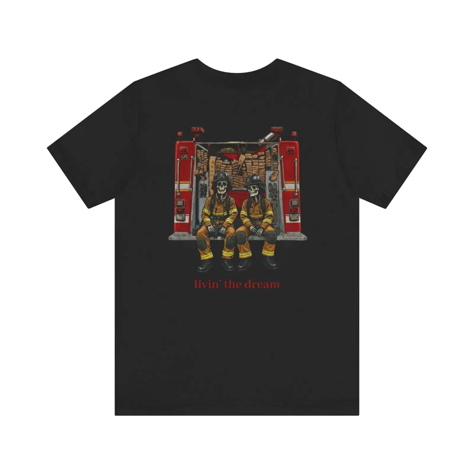 Livin amp 39 the dream Firefighter T Shirt First Responder Fire Truck  vintage Washed fashion Comfortable Unisex