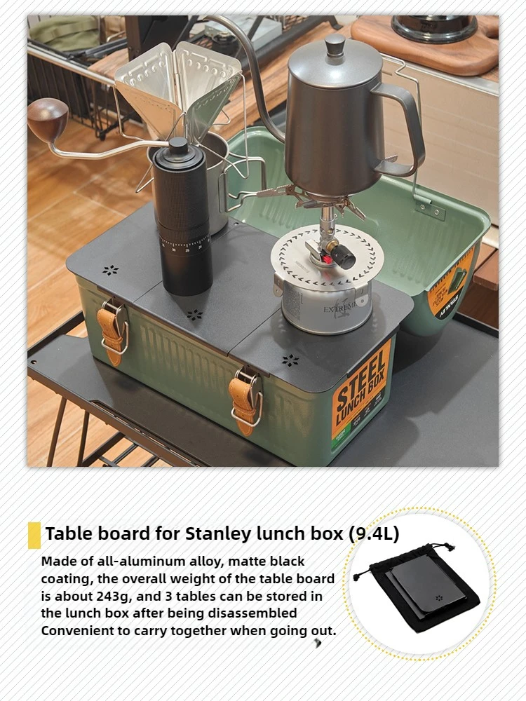 Camping Aluminum Table Board, 9.4L Lunch Box Accessories, Foldable, Coffee Box Plate, Picnic, Outdoor Tools, Hiking, for Stanley